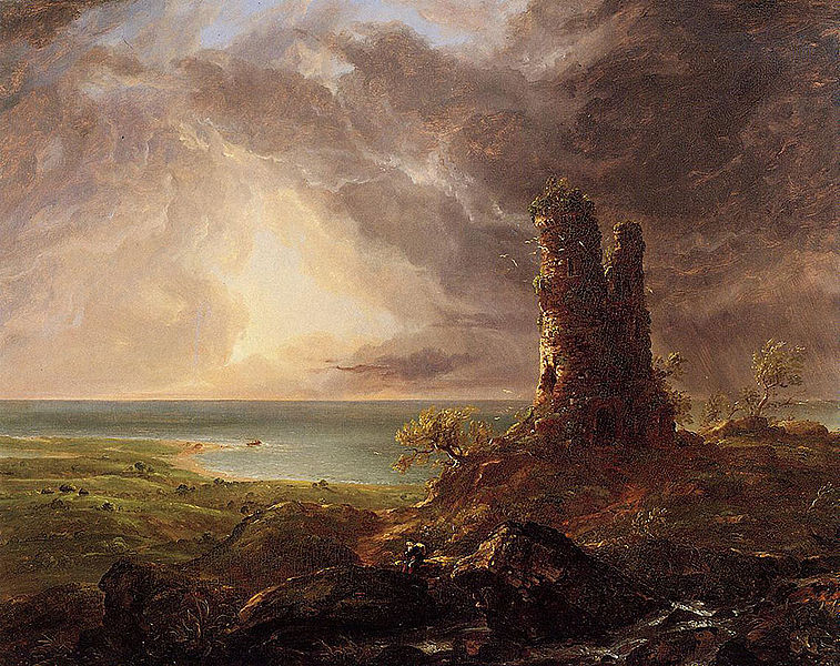 Thomas Cole Romantic Landscape with Ruined Tower